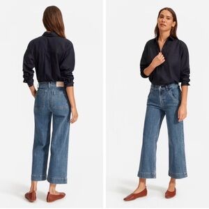 Everlane The Wide Leg High Rise Retro Denim Jeans Medium Wash Size 25